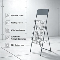 Présentoir pliable personnalisé en fil métallique pour magazines, brochures, journaux et documentation, pour magasins de détail