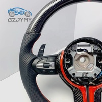 Volant en fibre de carbone pour BMW G20 G30 Série G, cuir perforé, logo rouge, surpiqûres rouges, garniture personnalisée, sport