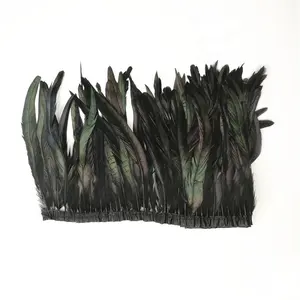 1Yard 25-30cm Black Rooster Coque Tails Feather Fringes Trimming For Carnival Backpacks Headdress Costume Accessories