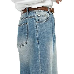 Jean baggy classique pour homme, délavé, avec rivets, taille mi-haute, 5 poches, coupe oversize, en denim, collection printemps, vente en gros - Product Image 5
