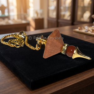 Péndulos de pirámide de aventurina melocotón - Gema tallada con temática de amor, origen Gujarat |   En venta - Product Image 3