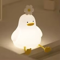 Lampe de nuit LED en silicone souple en forme de canard mignon et de fleur marguerite Goldmore, à piles, avec contrôle tactile Type-C