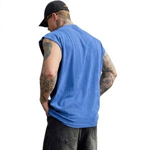 เสื้อกล้ามคอกลมแขนกุดผู้ชาย สีน้ำเงินล้วน ผ้าฝ้าย ใส่สบายทุกฤดู - Product Image 1