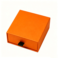 Boîte à tiroir rigide bicolore orange beige personnalisée, boîte cadeau en papier imprimé avec doublure en velours pour l'emballage d'accessoires de bijouterie