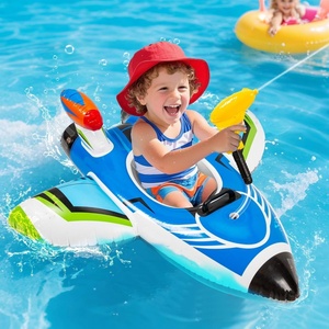 Bateau gonflable en PVC en forme d'avion avec pistolet à eau et poignée 108*105 CM pour enfants, idéal pour l'été, la plage et les jeux aquatiques en extérieur - Product Image 5