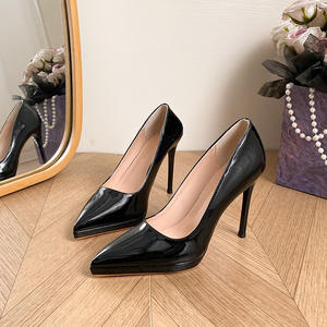 Escarpins à plateforme en cuir verni pour femme 2026, style français, semelle extérieure rouge, confortables et anti-fatigue, talons aiguilles - Product Image 3