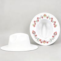 Nouvel Arrivage Chapeau Fedora en Feutre à Imprimé Floral Intérieur, à Large Bord, Couleur Unie, pour Soirée et Festival, Personnalisable