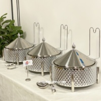 Chauffe-Plats Professionnel 9L en Acier Inoxydable à Alcool pour Restaurants et Hôtels – Ensemble Buffet Luxe Doré Élégant et Raffiné à Suspendre