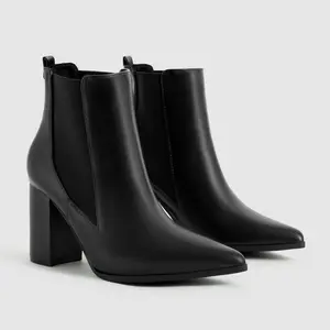 2024 diseñador de moda nuevos zapatos gruesos de tacón alto para mujer Botines botas Chelsea de grano de piel de serpiente
