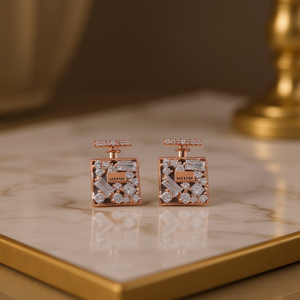 Pendientes de Diamantes Vistana en Oro Rosa, Corte Baguette Geométrico, Engaste de Puntas, Joyería Fina de Lujo para Fiestas, Unisex - Product Image 2