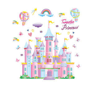 Adesivo da parete creativo del fumetto palloncini del castello rosa decor <span class=keywords><strong>adesivi</strong></span> per la stanza della ragazza carina - Product Image 1