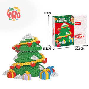 Yrb bebek sıcak satış noel tuğla seti DIY yapı blok bulmaca oyuncaklar noel baba ren geyiği yapı taşları Set oyuncaklar - Product Image 1