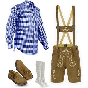 Ensemble de Lederhosen bavarois personnalisé pour hommes, costume traditionnel brodé pour l'Oktoberfest, short en velours, chemise, chaussettes, chaussures - Product Image 1