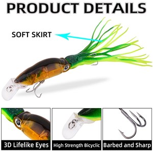 Esca Artificiale Galleggiante <span class=keywords><strong>per</strong></span> Acqua Salata 180mm 240mm, <span class=keywords><strong>Minnow</strong></span> Rigido con Gonna in ABS PVC <span class=keywords><strong>per</strong></span> <span class=keywords><strong>Spigola</strong></span> - Product Image 3