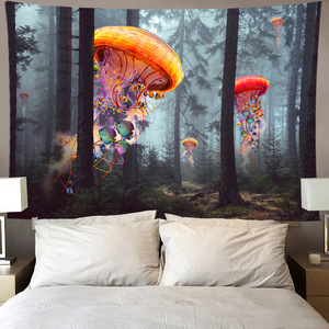 <span class=keywords><strong>Tapisserie</strong></span> <span class=keywords><strong>Murale</strong></span> Méduse Psychedélique, Forêt Océanique, Monde Sous-Marin Néon Coloré, en Polyester, Personnalisable - Product Image 2