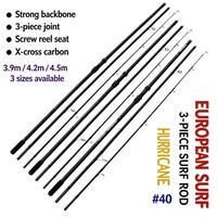 Vente flash - Canne à pêche de surf en carbone haute résistance en 3 parties, 3,9-4,5 m, extra lourde, pour la pêche en mer longue distance