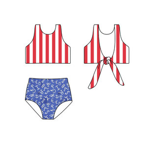 Maillot <span class=keywords><strong>de</strong></span> <span class=keywords><strong>bain</strong></span> personnalisé pour enfants, style décontracté américain d'été, imprimé étoiles et nœuds du 4 juillet, bikini pour petites filles, short <span class=keywords><strong>de</strong></span> <span class=keywords><strong>bain</strong></span> pour garçons, vêtements pour enfants - Product Image 1