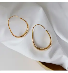 Personalized Earring European Style 14k Gold Drop Geometric Hoop Earrings Personalized Ear Jewelry New Fashion Earrings For Women