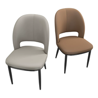 Chaise de salle à manger moderne en similicuir PU à dossier haut découpé avec pieds en métal, rembourrée, pour la maison, la salle à manger, le salon, le café