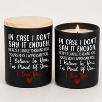 Bougie parfumée en verre noir mat avec couvercle en bois, impression de message personnalisable, cadeaux d'anniversaire en gros pour les couples