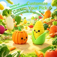 Porte-clés anti-stress en PLA imprimé en 3D, design mignon de dessin animé, en forme de légumes (tomate, brocoli, maïs, citrouille)