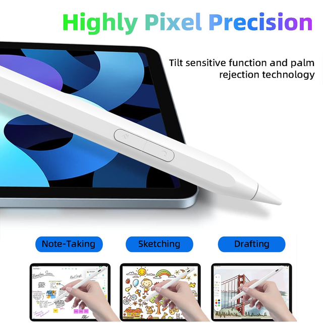 WENKU WK040B Active Capacitive Stylus Pen with Magnetic Wireless & USB-C Charging Palm Rejection & Tilt Writing for iPad 2018 &
