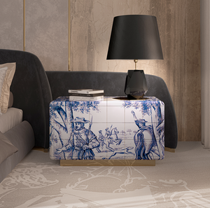 Fascia alta italiana piastrelle dipinte a mano comodino di lusso moderno camera da letto mobili in ottone Base comodino con <span class=keywords><strong>2</strong></span> cassetti - Product Image 1