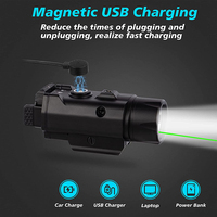 Lampe torche tactique magnétique rechargeable avec laser rouge, blanc et vert réglable, application en aluminium