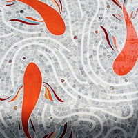 Carreaux de marbre de mosaïque de conception moderne faits à la main carreaux de Koi d'or véritable pour l'intérieur TV fond mur salon chambre carreaux de tapis