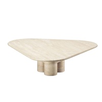 Table basse en travertin de luxe italien de qualité supérieure, design moderne, facile à nettoyer, base en pierre, mobilier pour la maison