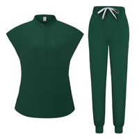 Tenue Médicale Tendance pour Femme : Ensemble Blouse à Col Montant et Manches Courtes, Pantalon Jogger Respirant