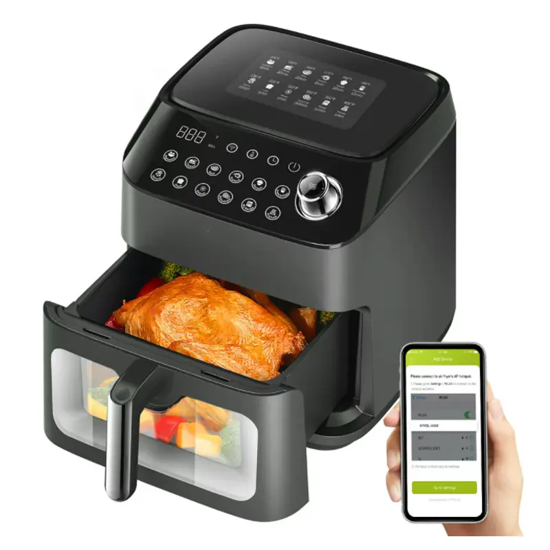 6l 7L 8L Smart air fryers with Wifi Tuya App visible window toaster ovens electric deep digital air fryer