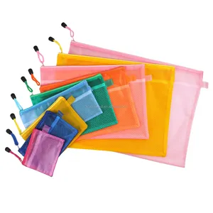 Startrichest Plastic A4 B5 A5 Size PVC Business Briefcase Zip Lock File Folders School Office Supplies Mesh Document Bag