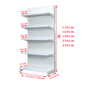 Gondole de supermarché de qualité supérieure en acier robuste à 4 étagères avec panneau arrière uni et personnalisation d'un côté pour magasin de détail - Product Image 2