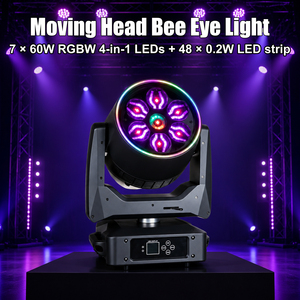 Luz Móvil LED RGBW de 7x60W con Efecto Ojo de Abeja, Zoom, Wash, Beam, Halo, Control de Píxeles, DMX512, Alto CRI 95, para Escenarios, Clubes, DJ, Discotecas y Eventos - Product Image 2