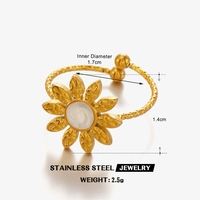 Nouvelle bague tendance en acier inoxydable plaqué or 18 carats, style hip-hop, avec motif soleil, ajustable pour femme
