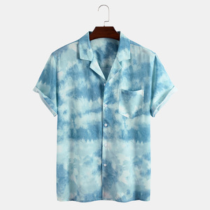 Venta caliente personalizada 100% poliéster manga corta Tie Dye hombres <span class=keywords><strong>camisa</strong></span> playa Casual camisas de talla grande camisas de hombre - Product Image 2