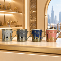 Mug à café en céramique plaqué or avec poignée dorée, souvenir des Émirats arabes unis, Dubaï, tendance rétro, cadeau haut de gamme, tasses en céramique personnalisées, OEM, vente en gros