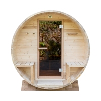 Sauna de Barril de Madera de Cedro Roja Tradicional Británica para Exteriores, con Estufa, para 4 a 6 Personas, en Oferta