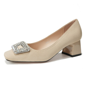 Square Toe <b>Block</b> Heel Pumps With Rhinestone Decoration Formal Women's Shoes 5688C-175 - Product Image 4