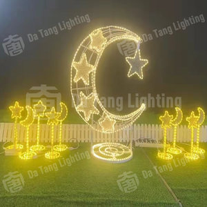 LED Ramadan Moon and Star Lamp <b>Posts</b> with Cultural Patterns IP65 Waterproof for Indoor Outdoor Public Square Seasonal Decoration - Product Image 6