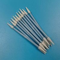 Écouvillon de nettoyage sans peluches à manche bleu, mini-écouvillon de salle blanche à double extrémité pointue en mousse pour le nettoyage électronique