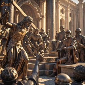 Famoso cristiano católico Metal latón tamaño real primera estación: Jesús condenó la muerte estatua Jesús 14 estaciones escultura de bronce - Product Image 5