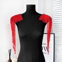 Épaulette noire à pampilles, chaînes et sequins pour robes de mariée et costumes de spectacle, en polyester brodé or, tendance et à la mode