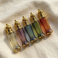 Botol Roller Minyak Esensial Parfum Mini Portabel 12 ml Botol Roll-On Kaca dengan Tutup Emas Desain Unik untuk Kemasan Kosmetik
