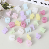Perles en vrac transparentes en gelée, couleurs variées, à grand trou, lettres de l'alphabet anglais, pour accessoires de fabrication artisanale de cordons et pendentifs de sacs