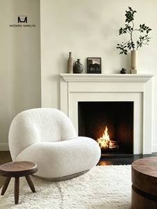 Fauteuil lounge moderne Marilyn en velours, chaise de salon moderne, siège en mousse souple, fauteuil rond blanc pour meubles de maison - Product Image 1