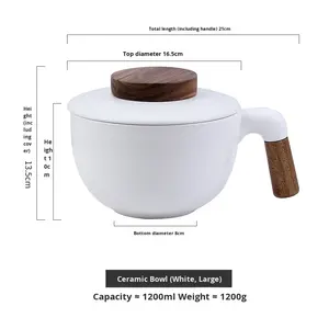Bol à soupe et à <span class=keywords><strong>salade</strong></span> en céramique de haute qualité avec couvercle, style minimaliste, créatif pour la maison, vente en gros, fabriqué en pierre de Maifan - Product Image 5