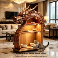 Nouvelle Maison pour Chat Créative en Bois Massif Multi-Niveaux, Forme Dragon Chinois Traditionnel, Intégrée avec Rangement pour Animaux, Modèle 2026