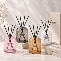 Diffuseur d'arômes rond personnalisé en verre de 400 ml avec bâtonnets épais et boîte – Bouteille de parfum écologique